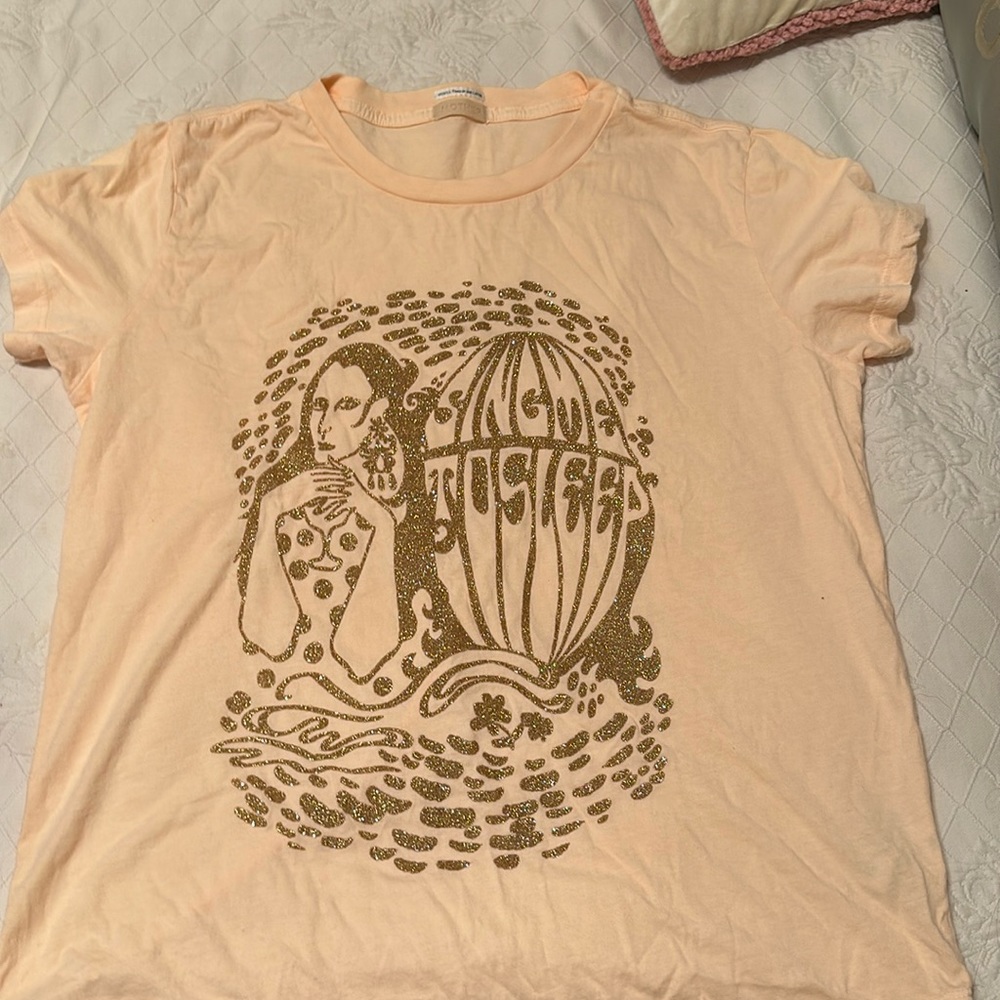 MOTHER brand graphic glitter tee